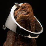 Excellent crafted Initial Ring Bold Letter A - 8 red CZ - Sterling Silver - BikeRing4u