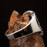 Excellent crafted Initial Ring Bold Letter B - 17 red CZ - Sterling Silver - BikeRing4u