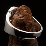 Excellent crafted Initial Ring Bold Letter B - 17 red CZ - Sterling Silver - BikeRing4u