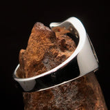 Excellent crafted Initial Ring Bold Letter C - 12 red CZ - Sterling Silver - BikeRing4u