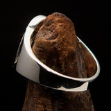 Excellent crafted Initial Ring Bold Letter D - 14 red CZ - Sterling Silver - BikeRing4u