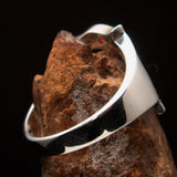 Excellent crafted Initial Ring Bold Letter F - 9 red CZ - Sterling Silver - BikeRing4u