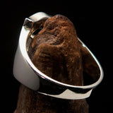 Excellent crafted Initial Ring Bold Letter F - 9 red CZ - Sterling Silver - BikeRing4u