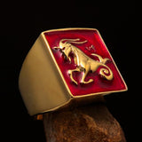 Brass Men's Zodiac Ring Capricorn in Red - BikeRing4u