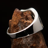 Excellent crafted Initial Ring Bold Letter G - 12 red CZ - Sterling Silver - BikeRing4u