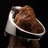 Excellent crafted Initial Ring Bold Letter G - 12 red CZ - Sterling Silver - BikeRing4u