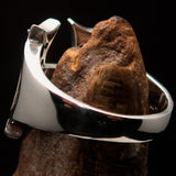 Excellent crafted Initial Ring Bold Letter H - 13 red CZ - Sterling Silver - BikeRing4u