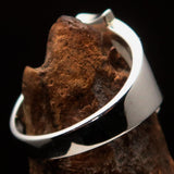 Excellent crafted Initial Ring Bold Letter I - 5 red CZ - Sterling Silver - BikeRing4u