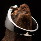 Excellent crafted Initial Ring Bold Letter J - 8 red CZ - Sterling Silver - BikeRing4u