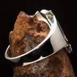 Excellent crafted Initial Ring Bold Letter K - 9 red CZ - Sterling Silver - BikeRing4u