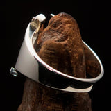 Excellent crafted Initial Ring Bold Letter K - 9 red CZ - Sterling Silver - BikeRing4u