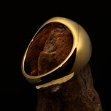 Excellent crafted Men's Pinky Ring domed Red Pentagram - Solid Brass - BikeRing4u