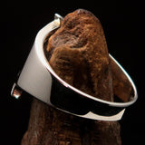 Excellent crafted Initial Ring Bold Letter L - 8 red CZ - Sterling Silver - BikeRing4u