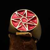 Excellent crafted Men's Heptagon Ring Red seven sided Polygon - Solid Brass - BikeRing4u
