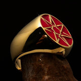Excellent crafted Men's Heptagon Ring Red seven sided Polygon - Solid Brass - BikeRing4u