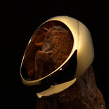 Excellent crafted Men's Heptagon Ring Red seven sided Polygon - Solid Brass - BikeRing4u