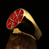 Excellent crafted Men's Heptagon Ring Red seven sided Polygon - Solid Brass - BikeRing4u