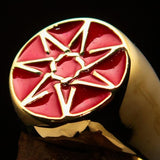 Excellent crafted Men's Heptagon Ring Red seven sided Polygon - Solid Brass - BikeRing4u