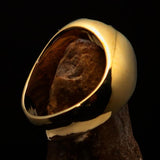 Nicely crafted domed Men's Heptagram Ring Red Heptagon - Solid Brass - BikeRing4u