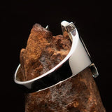 Excellent crafted Initial Ring Bold Letter N - 8 red CZ - Sterling Silver - BikeRing4u