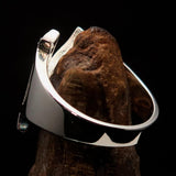 Excellent crafted Initial Ring Bold Letter N - 8 red CZ - Sterling Silver - BikeRing4u