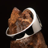 Excellent crafted Initial Ring Bold Letter O - 13 red CZ - Sterling Silver - BikeRing4u