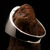 Excellent crafted Initial Ring Bold Letter O - 13 red CZ - Sterling Silver - BikeRing4u