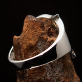 Excellent crafted Initial Ring Bold Letter P - 12 red CZ - Sterling Silver - BikeRing4u