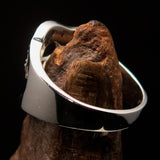 Excellent crafted Initial Ring Bold Letter P - 12 red CZ - Sterling Silver - BikeRing4u