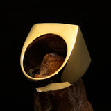 Perfectly crafted Men's Ring Crescent Moon and Star Red - Solid Brass - BikeRing4u