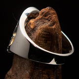 Excellent crafted Initial Ring Bold Letter Q - 15 red CZ - Sterling Silver - BikeRing4u