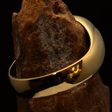 Brass Marihuana Leaf Men's Ring in Red - BikeRing4u