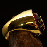 Men's Ring Cannabis Leaf Marihuana Marijuana Medical Weed Symbol Red - BikeRing4u