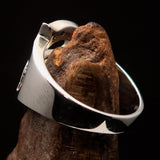 Excellent crafted Initial Ring Bold Letter S - 13 red CZ - Sterling Silver - BikeRing4u