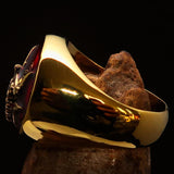 Men's Ring Cannabis Leaf Marihuana Marijuana Medical Weed Symbol Red - BikeRing4u