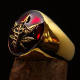 Men's Ring Cannabis Leaf Marihuana Marijuana Medical Weed Symbol Red - BikeRing4u