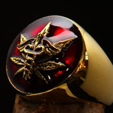 Men's Ring Cannabis Leaf Marihuana Marijuana Medical Weed Symbol Red - BikeRing4u