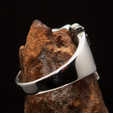 Excellent crafted Initial Ring Bold Letter T - 9 red CZ - Sterling Silver - BikeRing4u