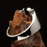 Excellent crafted Initial Ring Bold Letter U - 9 red CZ - Sterling Silver - BikeRing4u