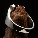 Excellent crafted Initial Ring Bold Letter U - 9 red CZ - Sterling Silver - BikeRing4u