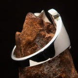 Excellent crafted Initial Ring Bold Letter V - 6 red CZ - Sterling Silver - BikeRing4u