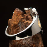 Excellent crafted Initial Ring Bold Letter W - 11 red CZ - Sterling Silver - BikeRing4u