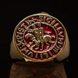 Excellent crafted Men's Templar Knight Seal Ring red - Solid Brass - BikeRing4u