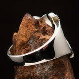 Excellent crafted Initial Ring Bold Letter X - 7 red CZ - Sterling Silver - BikeRing4u