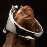 Excellent crafted Initial Ring Bold Letter X - 7 red CZ - Sterling Silver - BikeRing4u