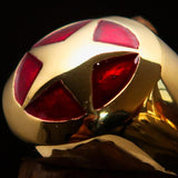 Excellent crafted Men's US Marshall Ring red Star - Solid Brass - BikeRing4u