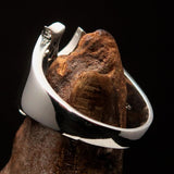 Excellent crafted Initial Ring Bold Letter Y - 8 red CZ - Sterling Silver - BikeRing4u