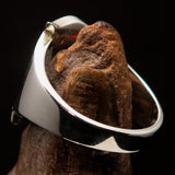 Excellent crafted Initial Ring Bold Letter Z - 10 red CZ - Sterling Silver - BikeRing4u