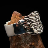 Excellent crafted Claddagh winged heart and Crown Men's Ring - Sterling Silver - BikeRing4u