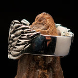 Excellent crafted Claddagh winged heart and Crown Men's Ring - Sterling Silver - BikeRing4u